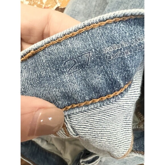 Pilcro Jeans Womens 27 Blue Denim Mid Rise Utility Straight Anthropologie $199 - Picture 6 of 7